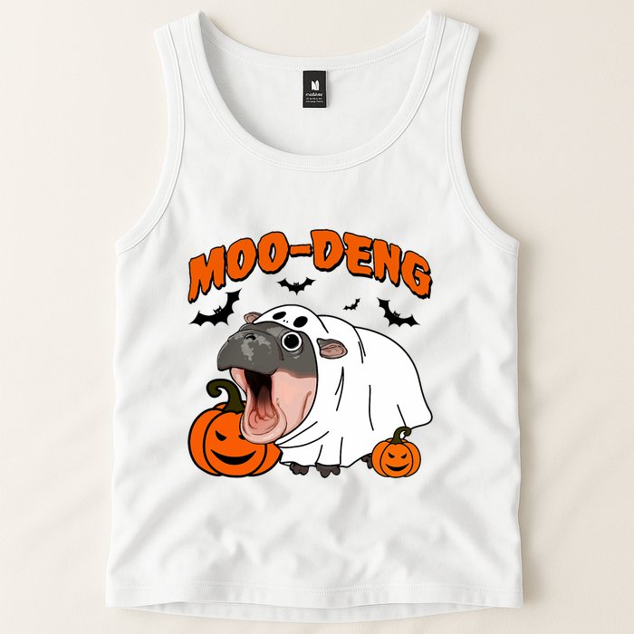 Funny Moo Deng Halloween Boo Ghost Costume Moo Deng Lover Tank Top