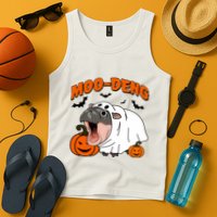 Funny Moo Deng Halloween Boo Ghost Costume Moo Deng Lover Tank Top