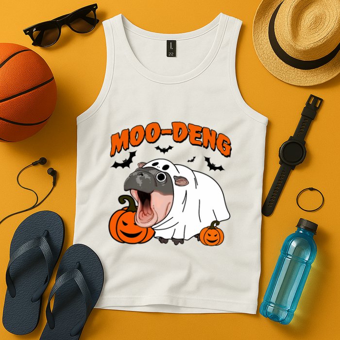 Funny Moo Deng Halloween Boo Ghost Costume Moo Deng Lover Tank Top