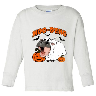 Funny Moo Deng Halloween Boo Ghost Costume Moo Deng Lover Toddler Long Sleeve Shirt