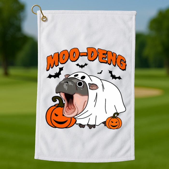 Funny Moo Deng Halloween Boo Ghost Costume Moo Deng Lover Golf Towel