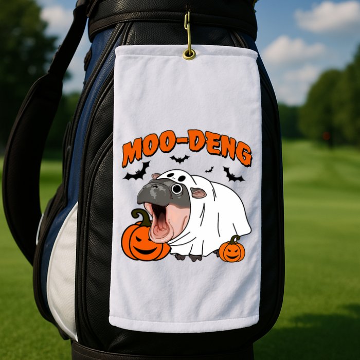 Funny Moo Deng Halloween Boo Ghost Costume Moo Deng Lover Golf Towel