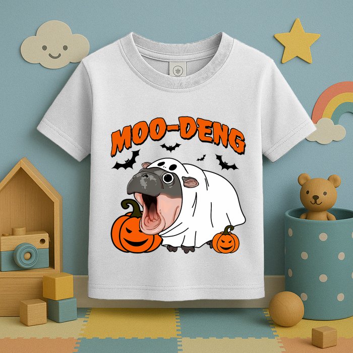 Funny Moo Deng Halloween Boo Ghost Costume Moo Deng Lover Toddler T-Shirt