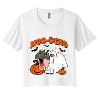 Funny Moo Deng Halloween Boo Ghost Costume Moo Deng Lover Crop Top