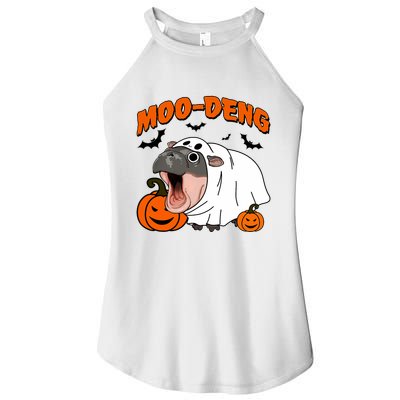 Funny Moo Deng Halloween Boo Ghost Costume Moo Deng Lover Women's Perfect Tri Rocker Tank
