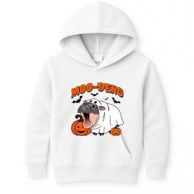 Funny Moo Deng Halloween Boo Ghost Costume Moo Deng Lover Kids Hoodie