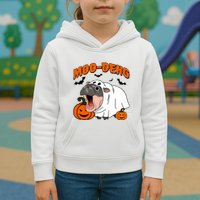 Funny Moo Deng Halloween Boo Ghost Costume Moo Deng Lover Kids Hoodie