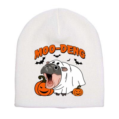 Funny Moo Deng Halloween Boo Ghost Costume Moo Deng Lover Short Acrylic Beanie