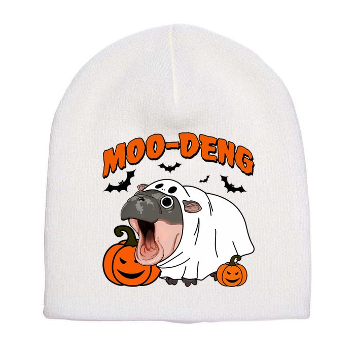 Funny Moo Deng Halloween Boo Ghost Costume Moo Deng Lover Short Acrylic Beanie