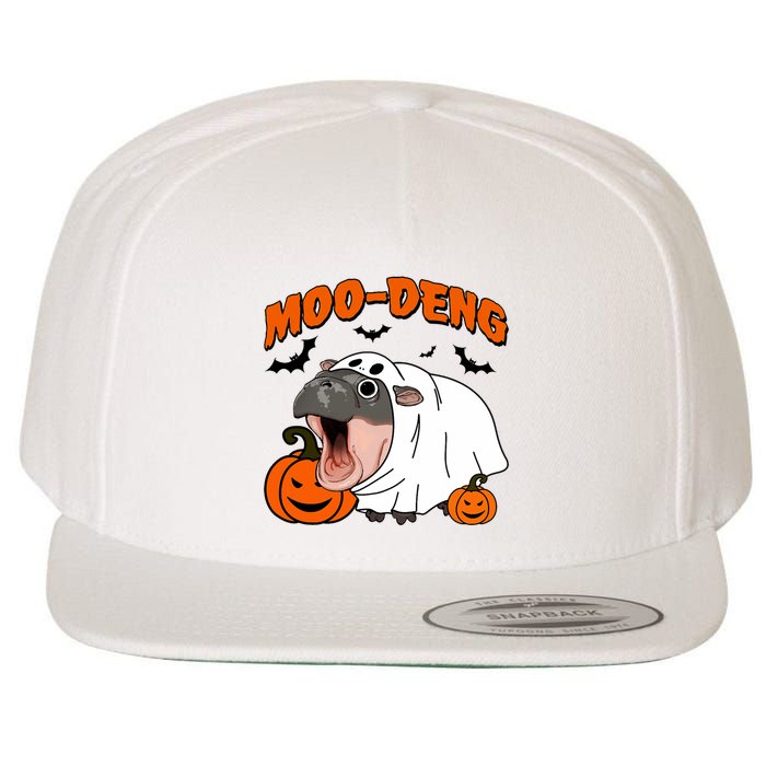 Funny Moo Deng Halloween Boo Ghost Costume Moo Deng Lover Wool Snapback Cap