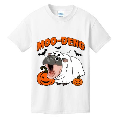 Funny Moo Deng Halloween Boo Ghost Costume Moo Deng Lover Kids T-Shirt