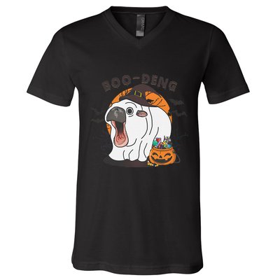Funny Moo Deng Pumpkin Halloween Costumes Pygmy Hippopotamus Gift V-Neck T-Shirt