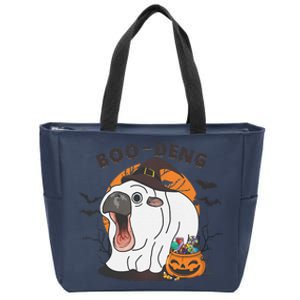 Funny Moo Deng Pumpkin Halloween Costumes Pygmy Hippopotamus Gift Zip Tote Bag