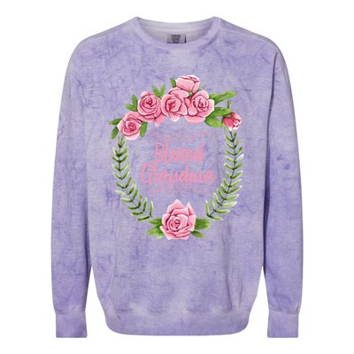 Floral Mothers Day Meaningful Gift With Blessed Grandma Design Meaningful Gift Colorblast Crewneck Sweatshirt