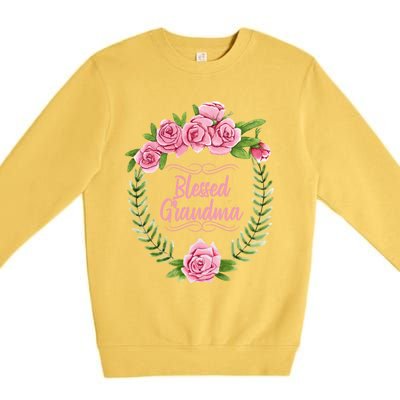 Floral Mothers Day Meaningful Gift With Blessed Grandma Design Meaningful Gift Premium Crewneck Sweatshirt