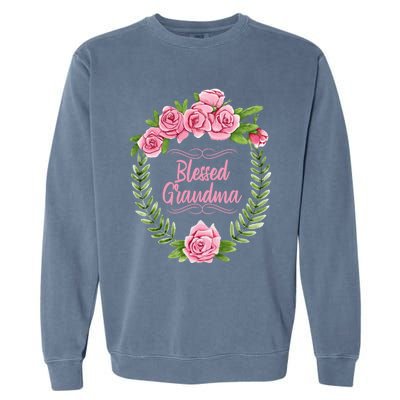 Floral Mothers Day Meaningful Gift With Blessed Grandma Design Meaningful Gift Garment-Dyed Sweatshirt