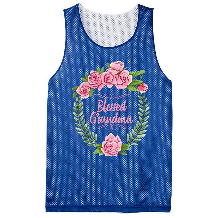 Floral Mothers Day Meaningful Gift With Blessed Grandma Design Meaningful Gift Mesh Reversible Basketball Jersey Tank