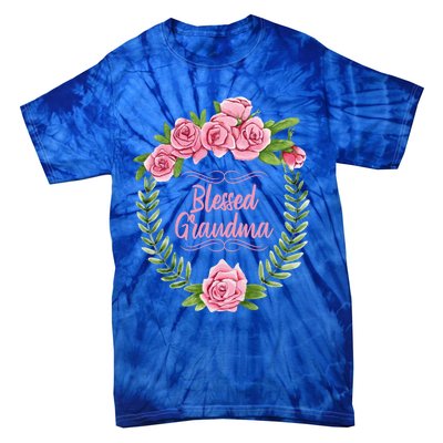 Floral Mothers Day Meaningful Gift With Blessed Grandma Design Meaningful Gift Tie-Dye T-Shirt