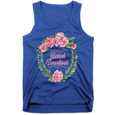 Floral Mothers Day Meaningful Gift With Blessed Grandma Design Meaningful Gift Tank Top