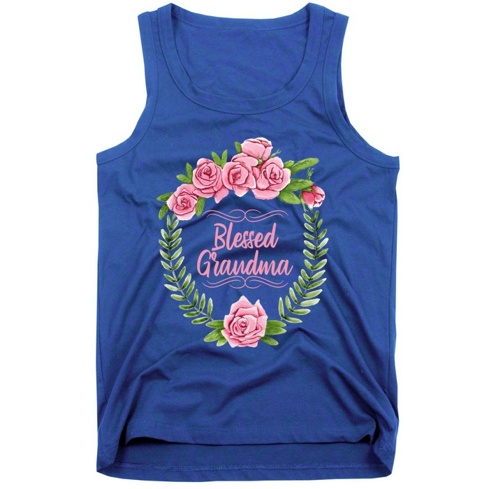 Floral Mothers Day Meaningful Gift With Blessed Grandma Design Meaningful Gift Tank Top