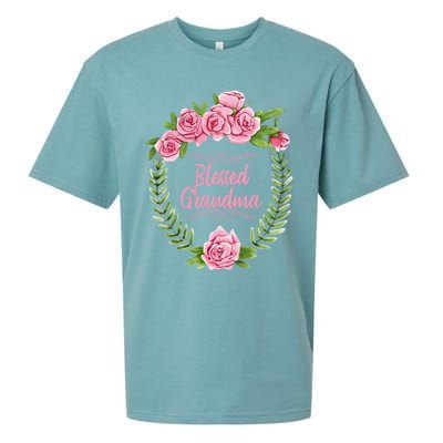 Floral Mothers Day Meaningful Gift With Blessed Grandma Design Meaningful Gift Sueded Cloud Jersey T-Shirt