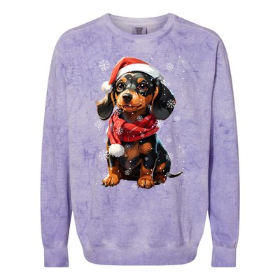 Funny Merry Doxie Christmas Dachshund Xmas Pajama Gift Colorblast Crewneck Sweatshirt