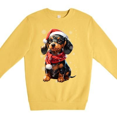 Funny Merry Doxie Christmas Dachshund Xmas Pajama Gift Premium Crewneck Sweatshirt