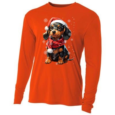 Funny Merry Doxie Christmas Dachshund Xmas Pajama Gift Cooling Performance Long Sleeve Crew