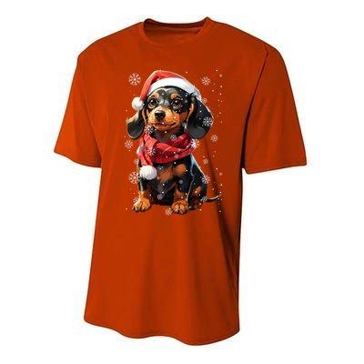 Funny Merry Doxie Christmas Dachshund Xmas Pajama Gift Performance Sprint T-Shirt