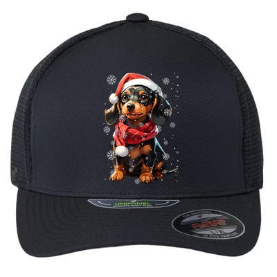 Funny Merry Doxie Christmas Dachshund Xmas Pajama Gift Flexfit Unipanel Trucker Cap