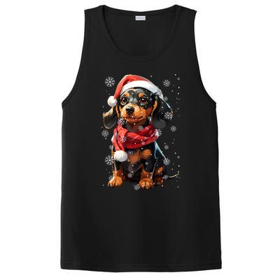 Funny Merry Doxie Christmas Dachshund Xmas Pajama Gift PosiCharge Competitor Tank