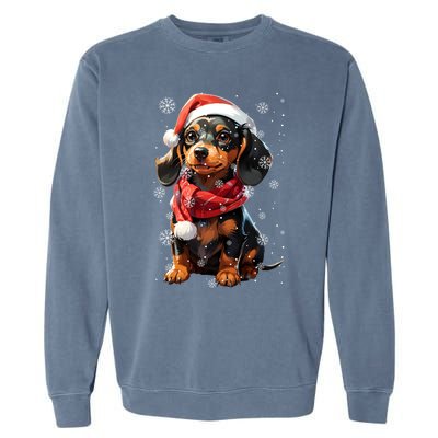 Funny Merry Doxie Christmas Dachshund Xmas Pajama Gift Garment-Dyed Sweatshirt