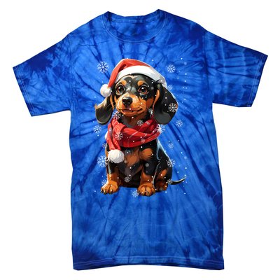 Funny Merry Doxie Christmas Dachshund Xmas Pajama Gift Tie-Dye T-Shirt