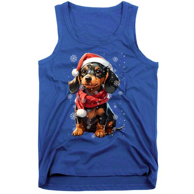 Funny Merry Doxie Christmas Dachshund Xmas Pajama Gift Tank Top