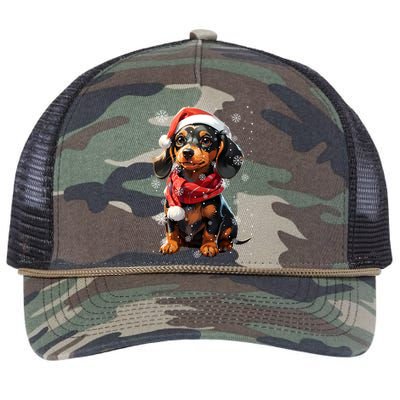 Funny Merry Doxie Christmas Dachshund Xmas Pajama Gift Retro Rope Trucker Hat Cap