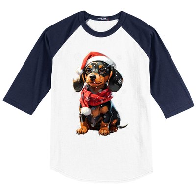 Funny Merry Doxie Christmas Dachshund Xmas Pajama Gift Baseball Sleeve Shirt