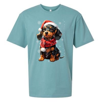 Funny Merry Doxie Christmas Dachshund Xmas Pajama Gift Sueded Cloud Jersey T-Shirt