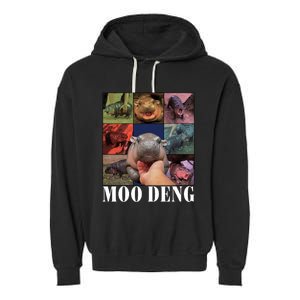 Funny Moo Deng Baby Pygmy Hippo Cute Zoo For Family Garment-Dyed Fleece Hoodie