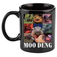 Funny Moo Deng Baby Pygmy Hippo Cute Zoo For Family 11oz C Handle Ceramic Mug