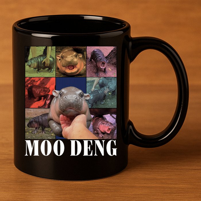 Funny Moo Deng Baby Pygmy Hippo Cute Zoo For Family 11oz C Handle Ceramic Mug