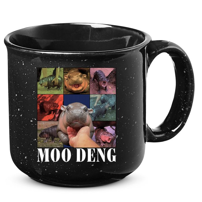 Funny Moo Deng Baby Pygmy Hippo Cute Zoo For Family 15oz Campfire Ceramic Mug
