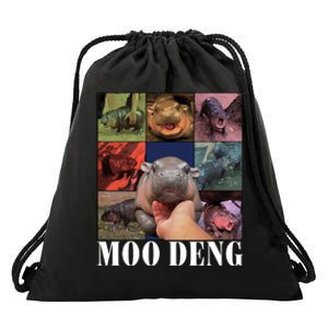 Funny Moo Deng Baby Pygmy Hippo Cute Zoo For Family Drawstring Bag