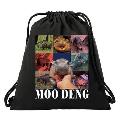 Funny Moo Deng Baby Pygmy Hippo Cute Zoo For Family Drawstring Bag