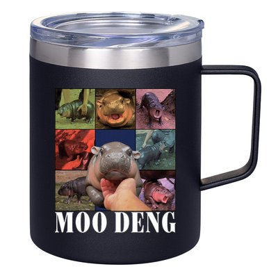 Funny Moo Deng Baby Pygmy Hippo Cute Zoo For Family 12oz Stainless Steel Coffee Mug