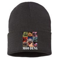 Funny Moo Deng Baby Pygmy Hippo Cute Zoo For Family Sustainable Knit Beanie
