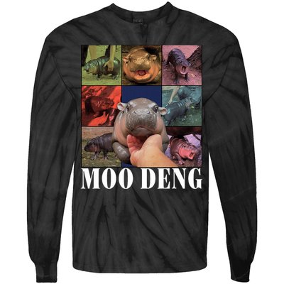 Funny Moo Deng Baby Pygmy Hippo Cute Zoo For Family Tie-Dye Long Sleeve Shirt
