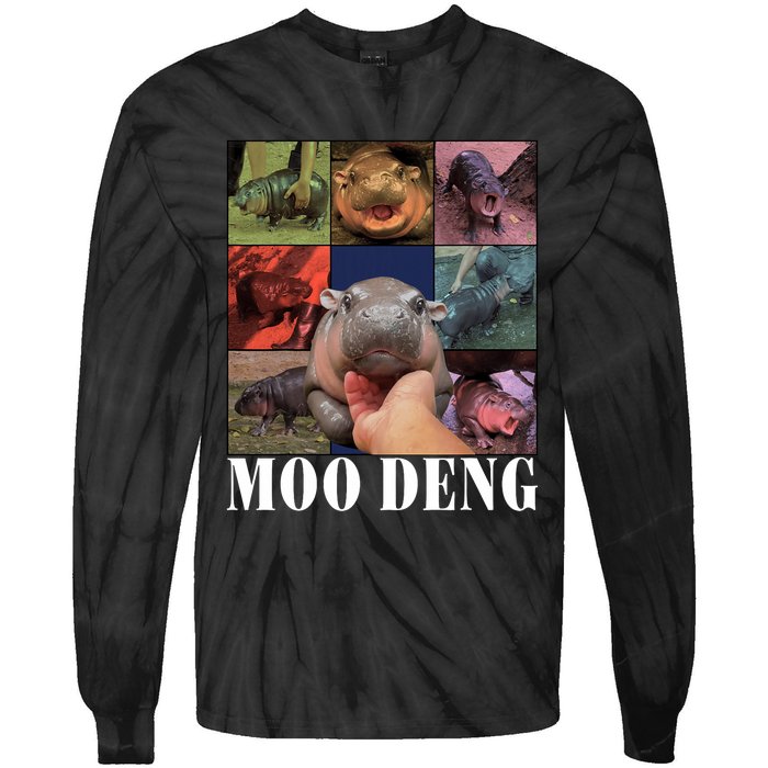 Funny Moo Deng Baby Pygmy Hippo Cute Zoo For Family Tie-Dye Long Sleeve Shirt