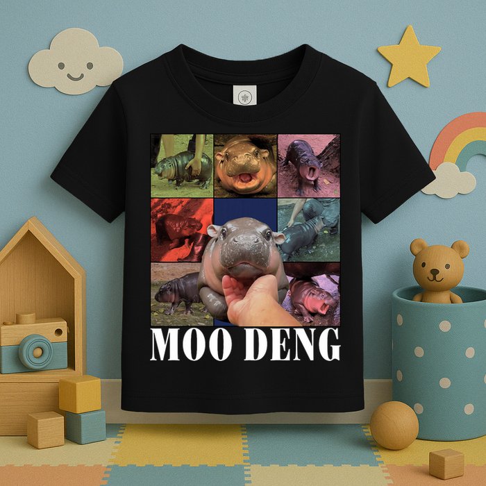 Funny Moo Deng Baby Pygmy Hippo Cute Zoo For Family Toddler T-Shirt