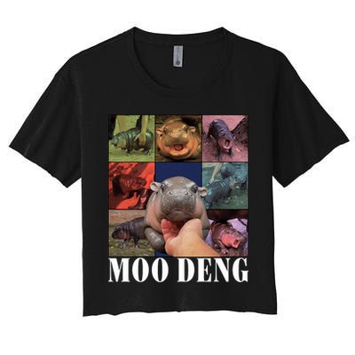 Funny Moo Deng Baby Pygmy Hippo Cute Zoo For Family Crop Top