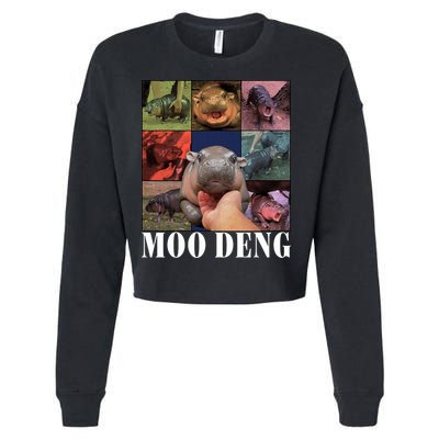 Funny Moo Deng Baby Pygmy Hippo Cute Zoo For Family Cropped Pullover Crew